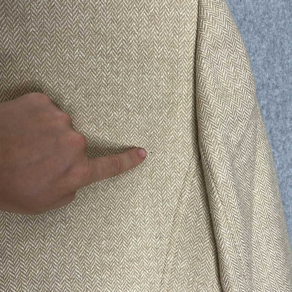 Antonio Melani Womens Size 12 Wool Silk Blend Herringbone Tan Cream Lined Jacket - Picture 6 of 15